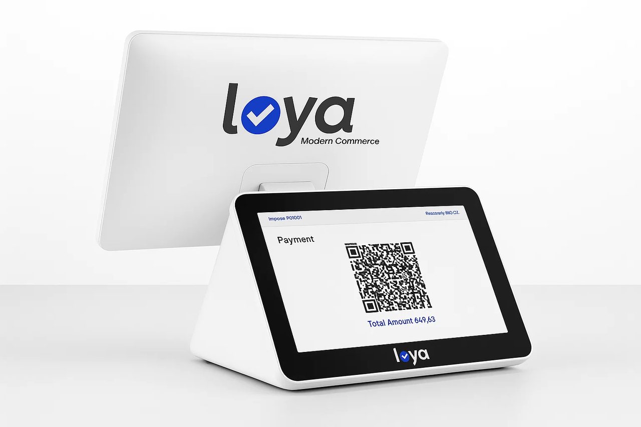 Loya QR code menu on a countertop terminal